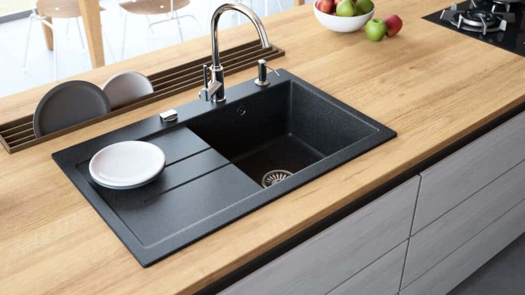 Granite composite sink in a kitchen